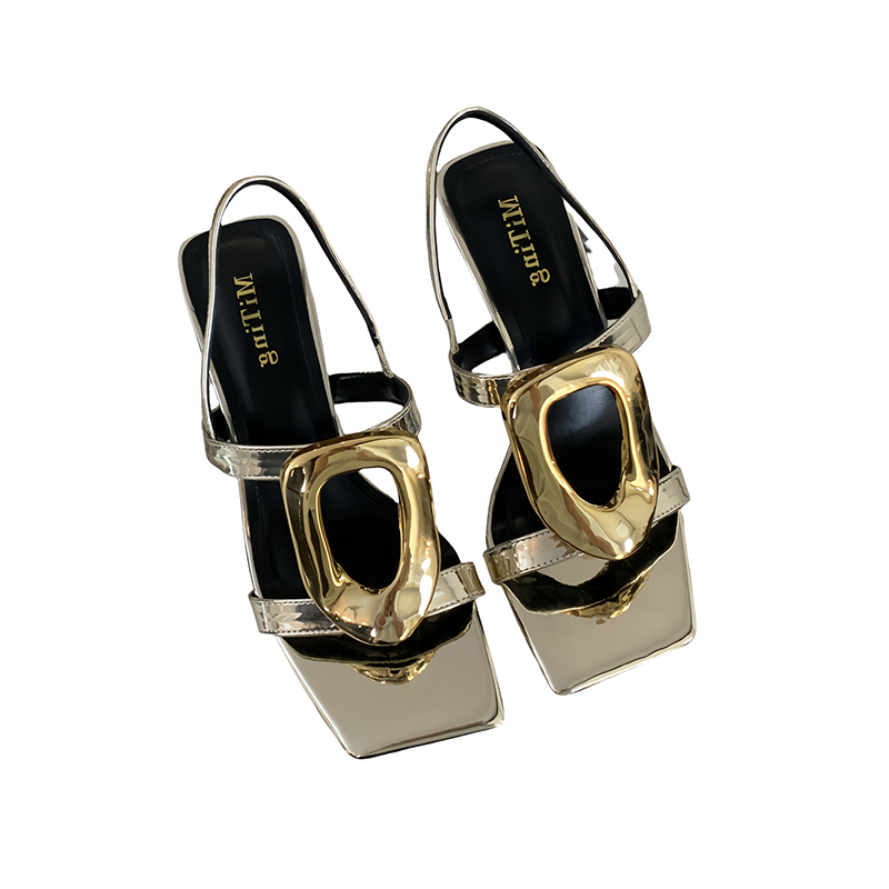 Miting 2024 New Summer French High Heel Square Buckle Fashion Strap Sandals for Women Open Toe Thin Heel - Image 5
