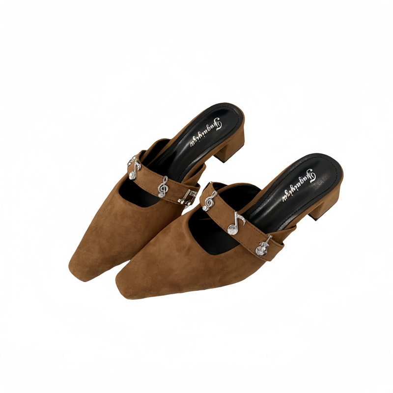 Fortune One Foot Chunky Heel Closed Toe Slippers Women Shoes 2025 Spring Summer New Style Casual Mule Sandals - Image 5