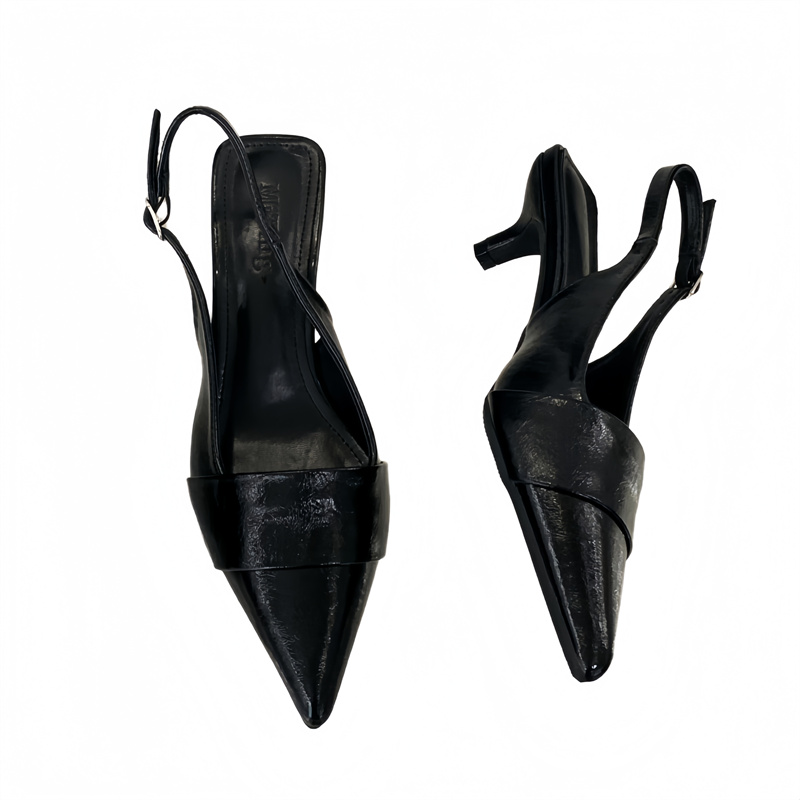 Women's Pointed Toe Low Heel Sandals 2025 Spring New Elegant French Style Shallow Mouth Dress Shoes - Image 5