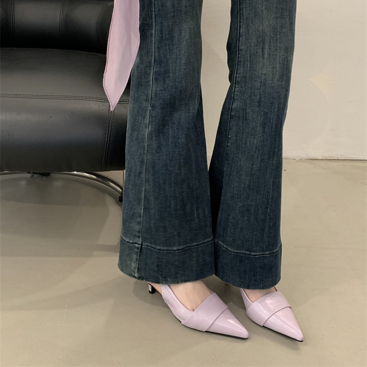 Women's Pointed Toe Low Heel Sandals 2025 Spring New Elegant French Style Shallow Mouth Dress Shoes - Image 4