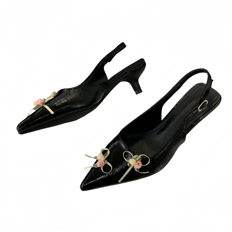 Mitin Bowknot Elegant Evening Shoes 2025 Fashion Fairy Style Pointed Toe French Flat Closed Toe Sandals - Image 5