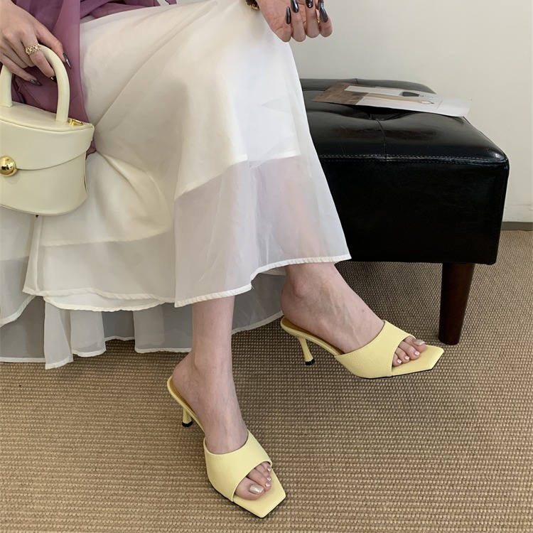 Fortune One Foot Peep Toe Sandals 2025 New Summer French Style High Heels Thin Heel One-Strap Slippers for Women - Image 4