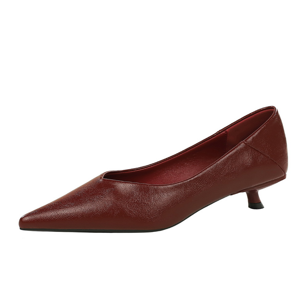 Retro Style Women's Low Heel Pumps Office Commuter Shoes Pointed Toe Slip-On - Image 5