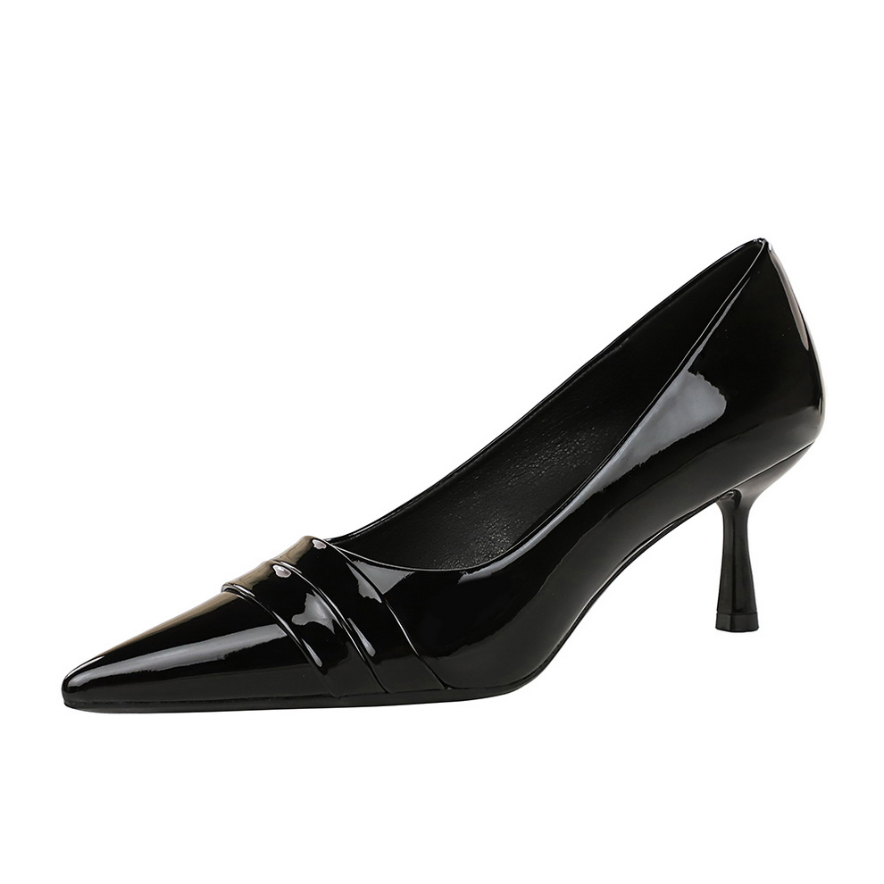 BIGWOOD Women's Patent Leather Pointed Toe Low Heel Pumps - Comfortable Slip-On Dress Shoes for Daily Wear - Image 5