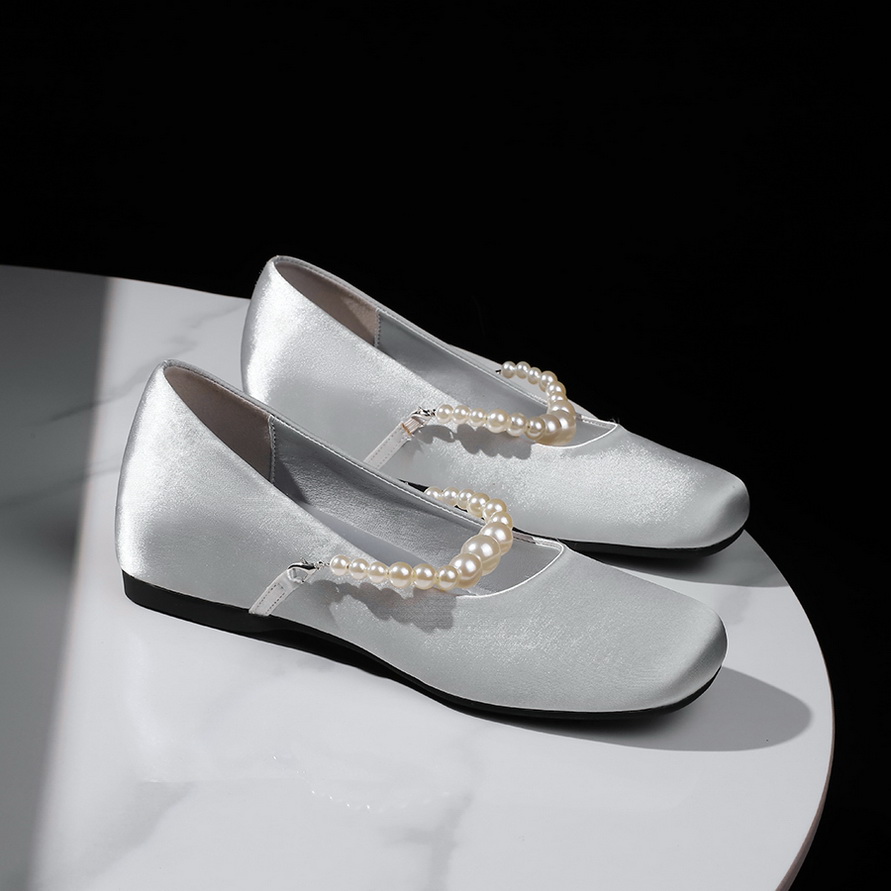 French Pearl Mary Jane Shoes with Hidden Wedge Heel for Women - Round Toe Satin Comfortable Commuter Shoes - Image 3