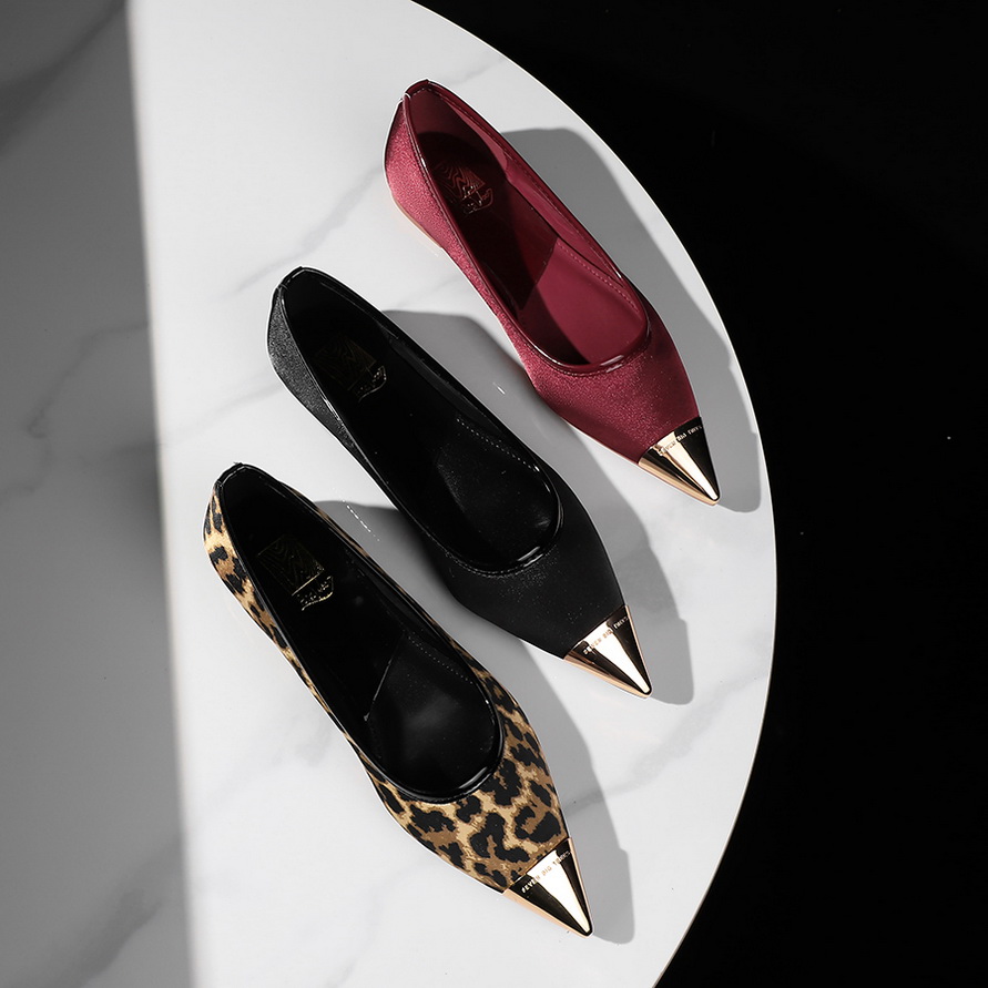 Korean Style Retro Satin Low Heel Women's Shoes Metal Pointed Toe Shallow Slip-On Comfortable Flats - Image 4