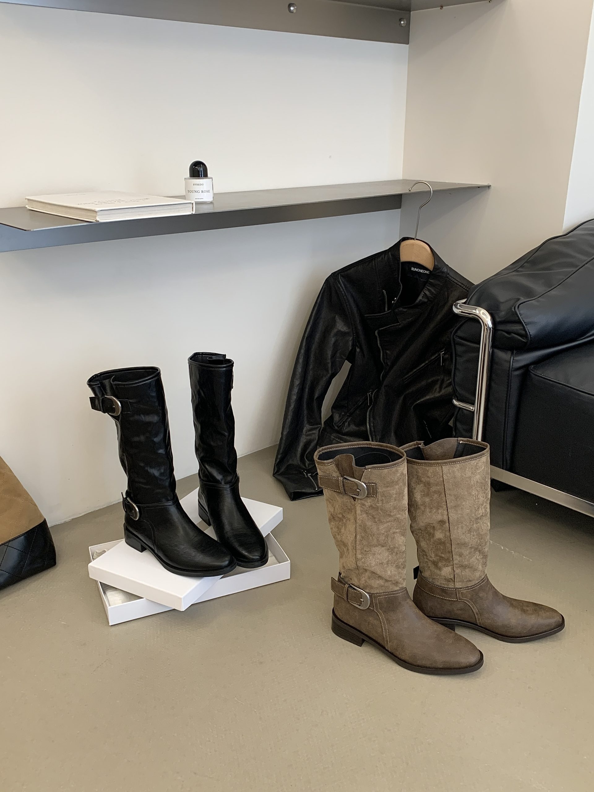 2026 Ma Sichun Same Style Mid-Calf Stacked Boots New Inner Height Increase Long Boots Martin Boots Genuine Leather Tall Riding Boots Women - Image 4